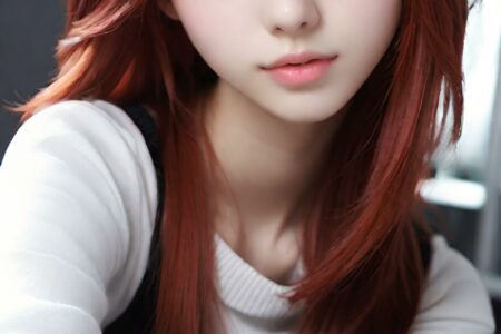 AI girl with red hair wallpaper
