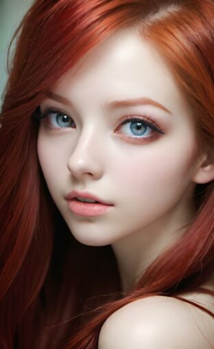 AI girl with red hair wallpaper