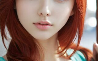 AI girl with red hair wallpaper