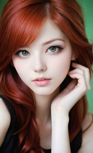 AI girl with red hair wallpaper