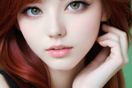 AI girl with red hair wallpaper