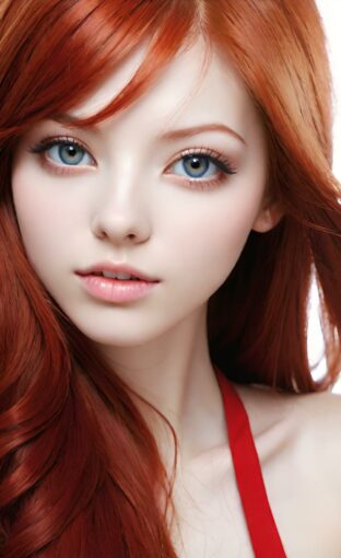 AI girl with red hair wallpaper