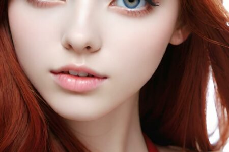 AI girl with red hair wallpaper