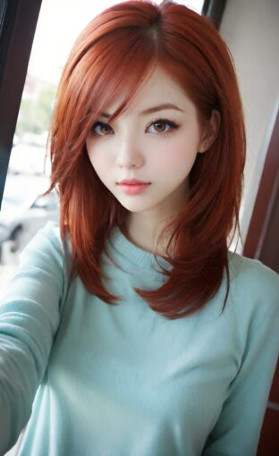 AI girl with red hair wallpaper