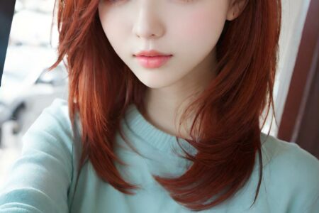 AI girl with red hair wallpaper