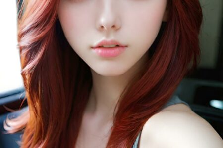 AI girl with red hair wallpaper