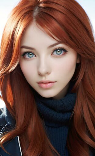 AI girl with red hair wallpaper