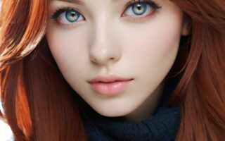 AI girl with red hair wallpaper