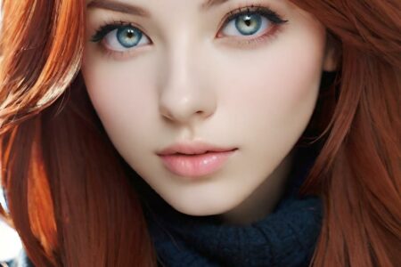 AI girl with red hair wallpaper