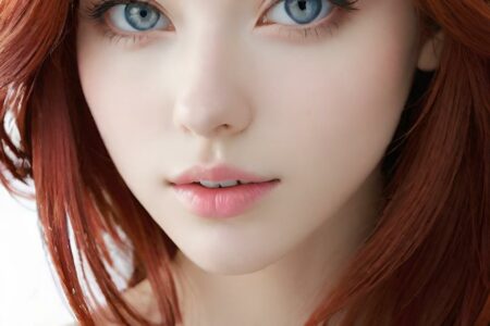 AI girl with red hair wallpaper