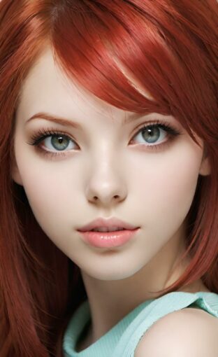 AI girl with red hair wallpaper