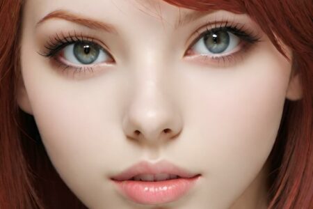 AI girl with red hair wallpaper