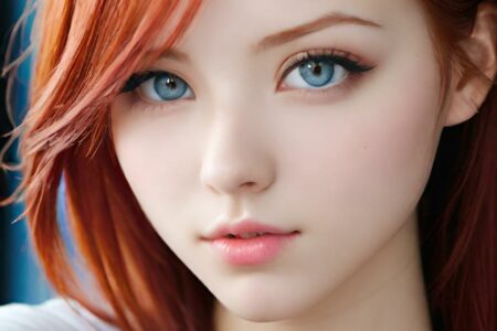 AI girl with red hair wallpaper
