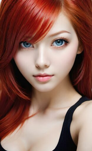 AI girl with red hair wallpaper