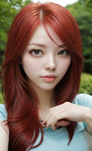 AI girl with red hair wallpaper