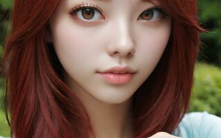 AI girl with red hair wallpaper