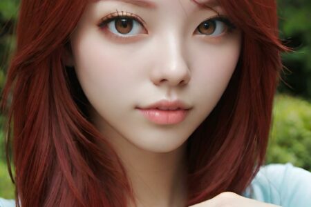 AI girl with red hair wallpaper