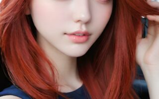 AI girl with red hair wallpaper