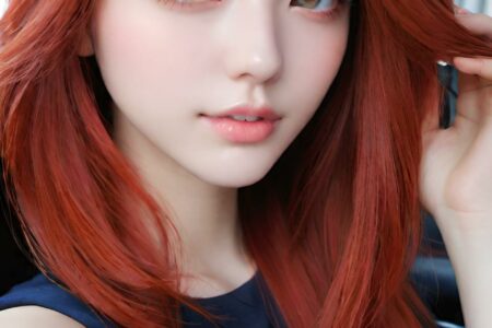 AI girl with red hair wallpaper