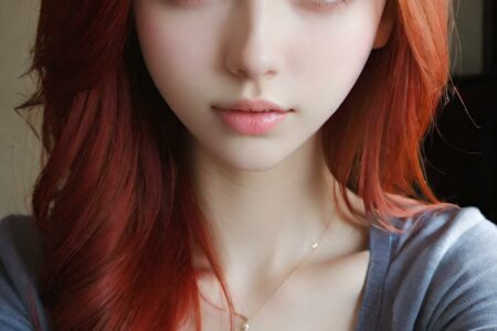 AI girl with red hair wallpaper
