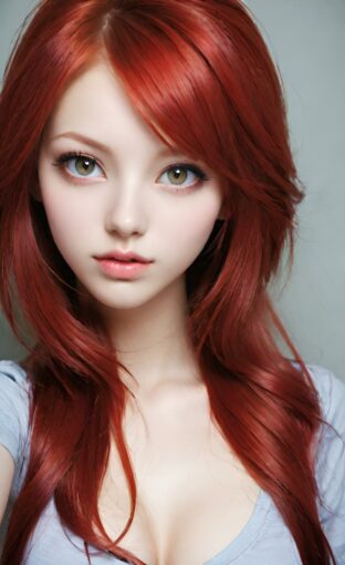 AI girl with red hair wallpaper