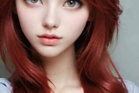 AI girl with red hair wallpaper
