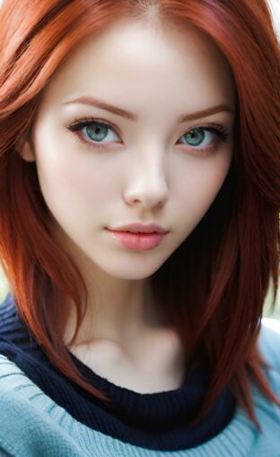 AI girl with red hair wallpaper