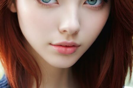 AI girl with red hair wallpaper