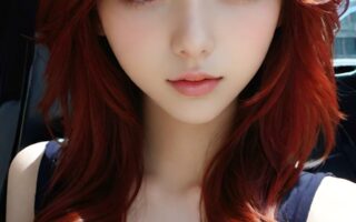 AI girl with red hair wallpaper