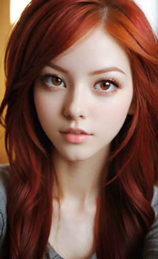 AI girl with red hair wallpaper