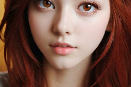 AI girl with red hair wallpaper