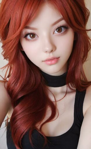 AI girl with red hair wallpaper