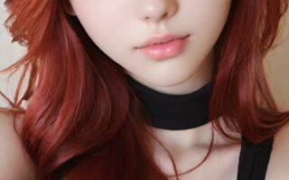 AI girl with red hair wallpaper
