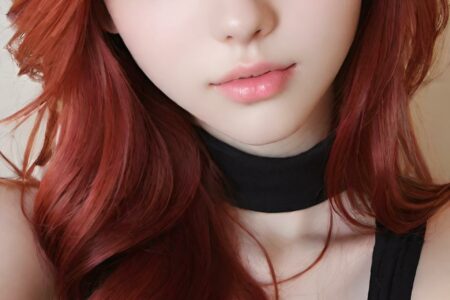 AI girl with red hair wallpaper