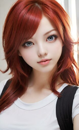 AI girl with red hair wallpaper