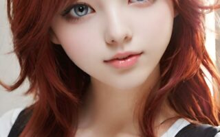 AI girl with red hair wallpaper
