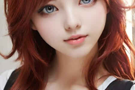 AI girl with red hair wallpaper