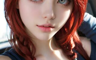 AI girl with red hair wallpaper