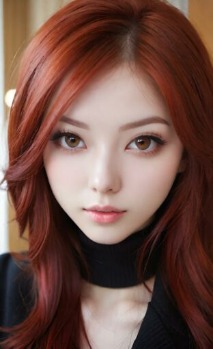 AI girl with red hair wallpaper