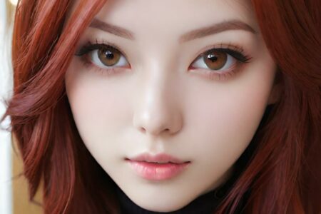 AI girl with red hair wallpaper