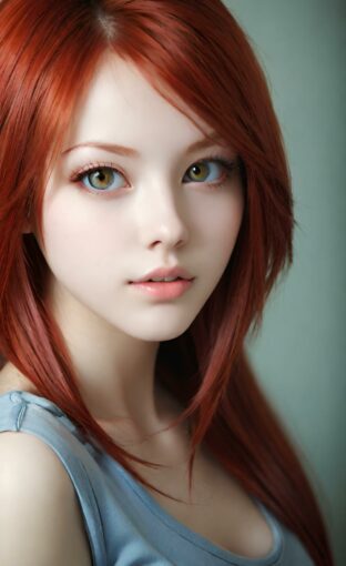 AI girl with red hair wallpaper