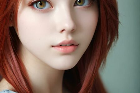 AI girl with red hair wallpaper