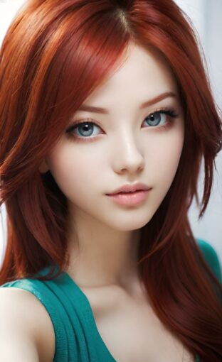 AI girl with red hair wallpaper