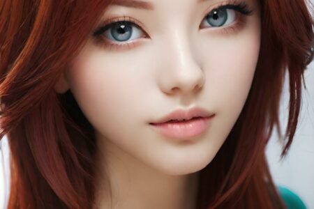 AI girl with red hair wallpaper