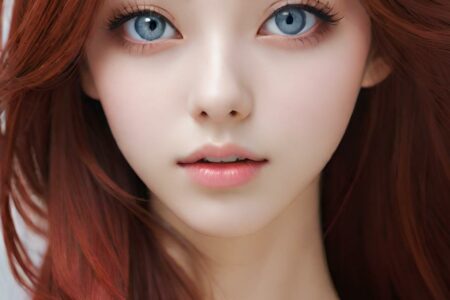AI girl with red hair wallpaper