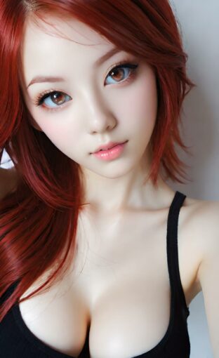 AI girl with red hair wallpaper