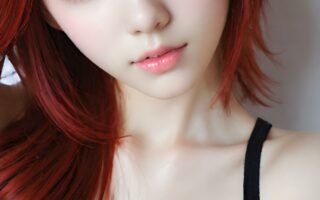AI girl with red hair wallpaper
