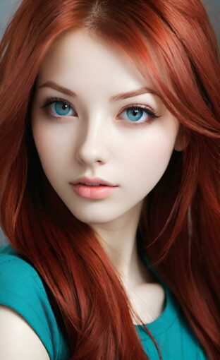 AI girl with red hair wallpaper