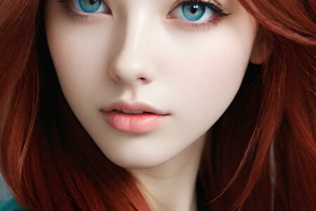 AI girl with red hair wallpaper