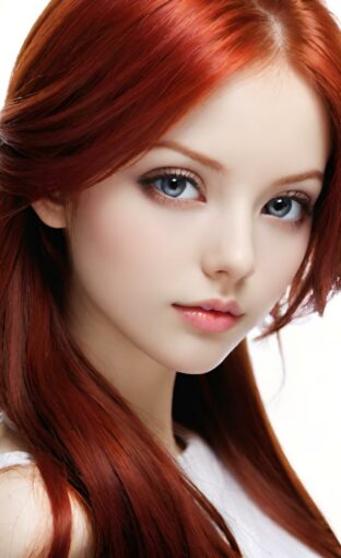 AI girl with red hair wallpaper